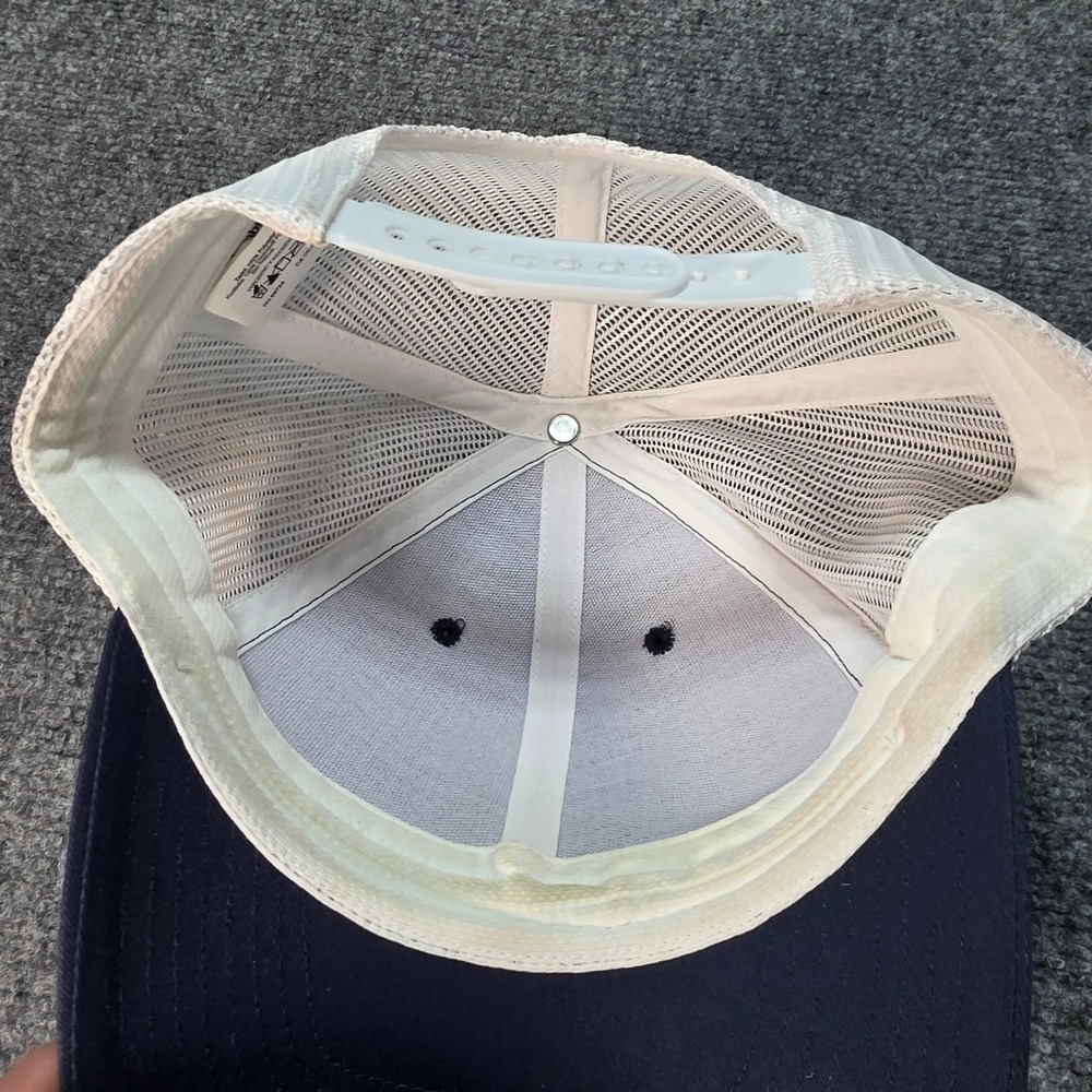 Columbia Mesh Trucker Hat PFG‎ Snapback Navy Blue White Mountain Patch Cap O/S - Picture 6 of 7